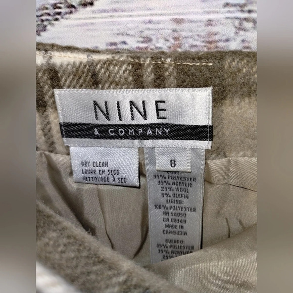 Nine & Co Pencil Skirt in Brown Cream size 8 Plaid Wool Maxi‎ Office - Picture 2 of 4